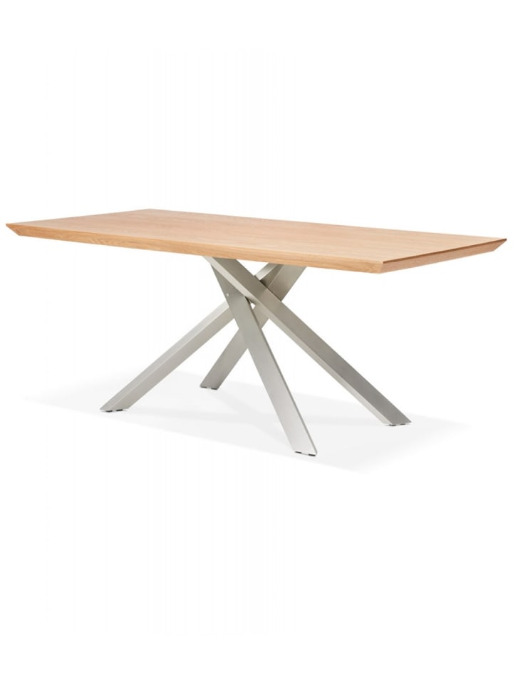 KADIMA DESIGN Esstisch aus Naturholz und Metall | Rechteckige Tischplatte in Beige-Grau günstig kaufen onesize