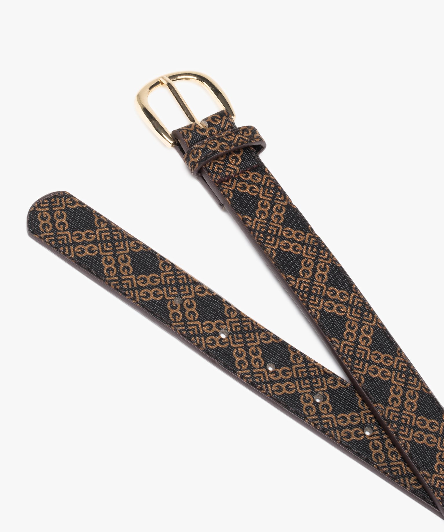 Ceinture imprimée avec boucle ovale femme cognac | GEMO