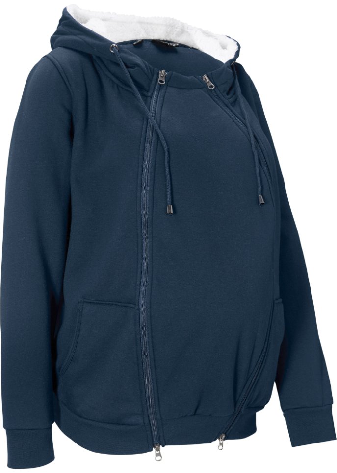 Umstands-Sweatjacke mit Baby-Einsatz und flauschiger Innenseite