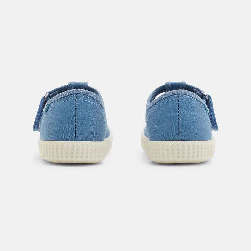 Ballerines toile forme salomé bleues fille