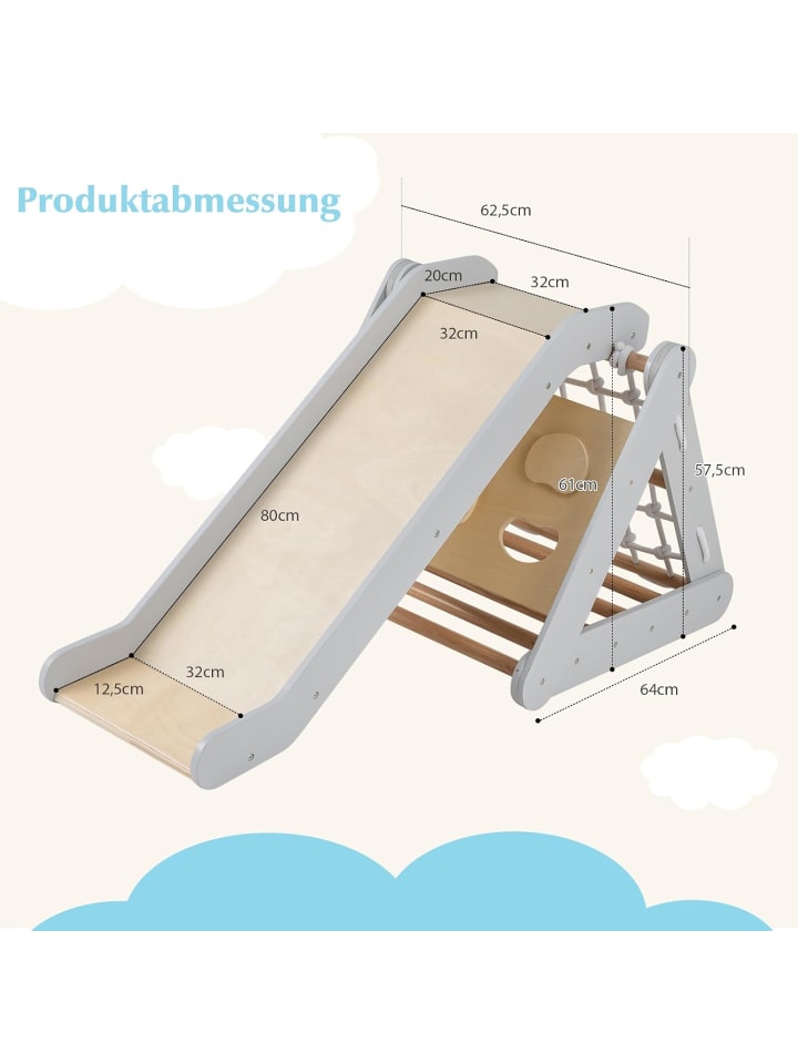 COSTWAY Klettergerüst mit Rampe in Grau günstig kaufen onesize