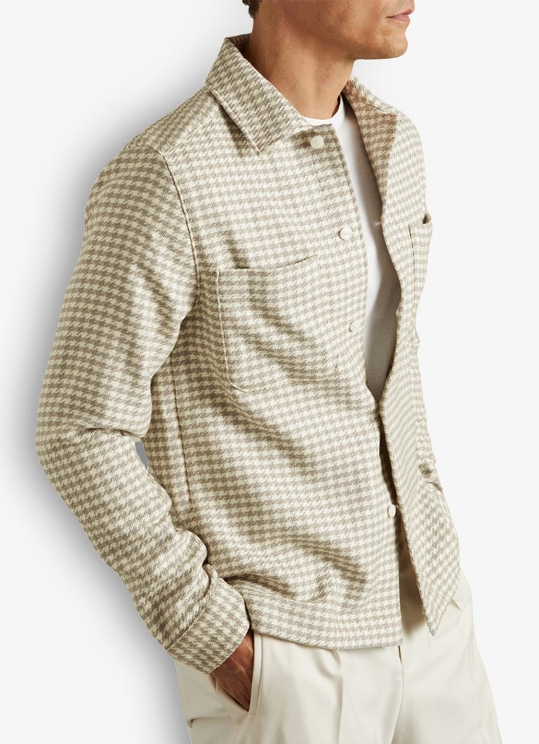 Reiss Naqua regulāras piegriezuma krekls ar houndstooth rakstu