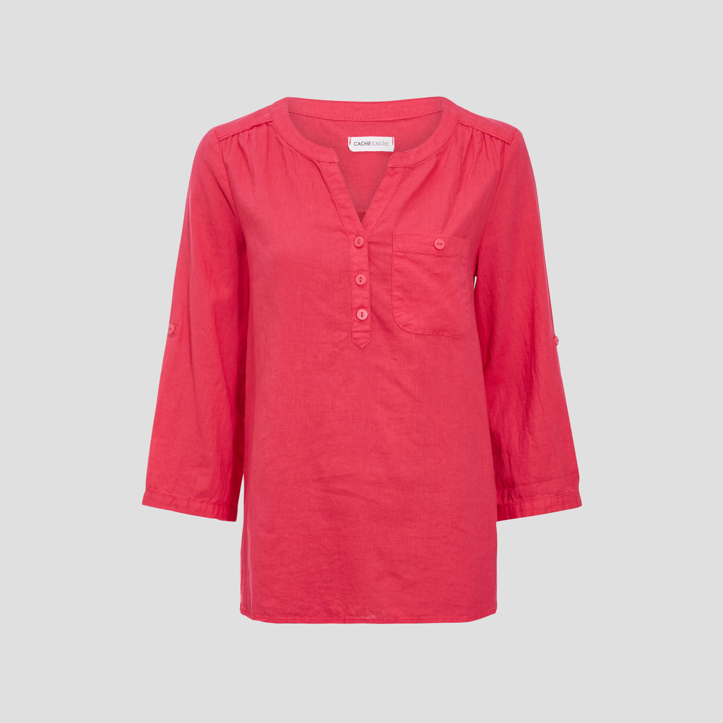 Blouse manches 3/4 rose vif femme | Cache Cache
