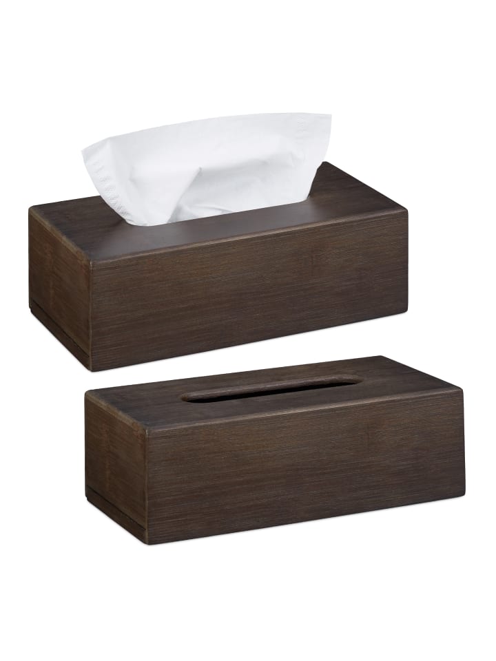 relaxdays 2 x Tücherbox in Dunkelbraun günstig kaufen onesize