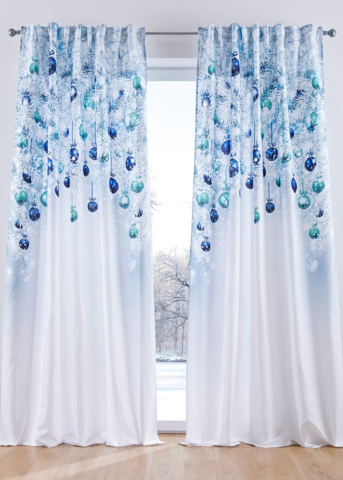 Vorhang mit weihnachtlichem Druck (1er Pack)