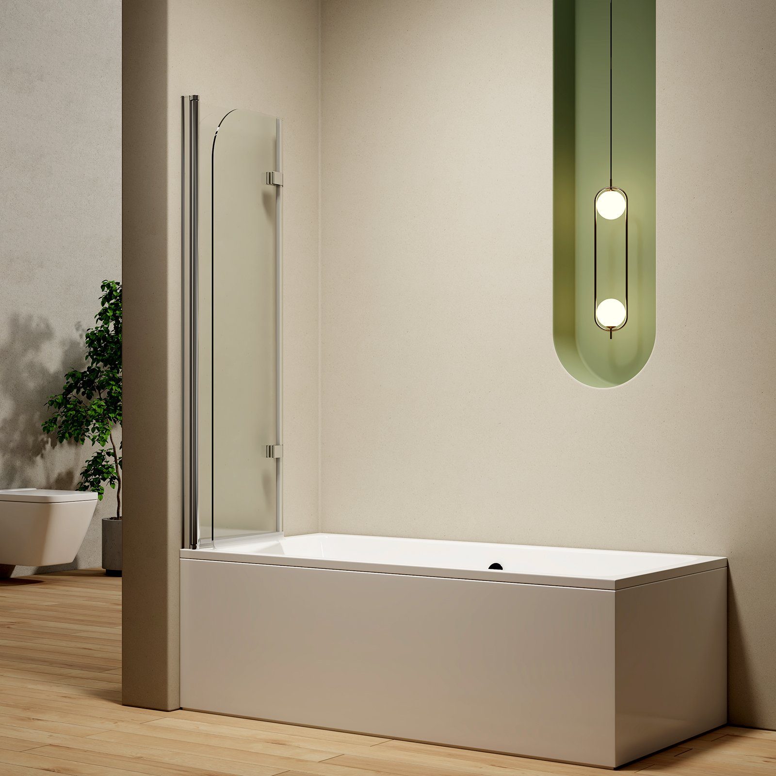 S'AFIELINA Badewannenfaltwand Badewannenabtrennung aus Glas, Spritzschutz für Badewanne,2 Stück, Sicherheitsglas, 6mm ESG Clear NANO Beschichtung ESG-Sicherheitsglas
