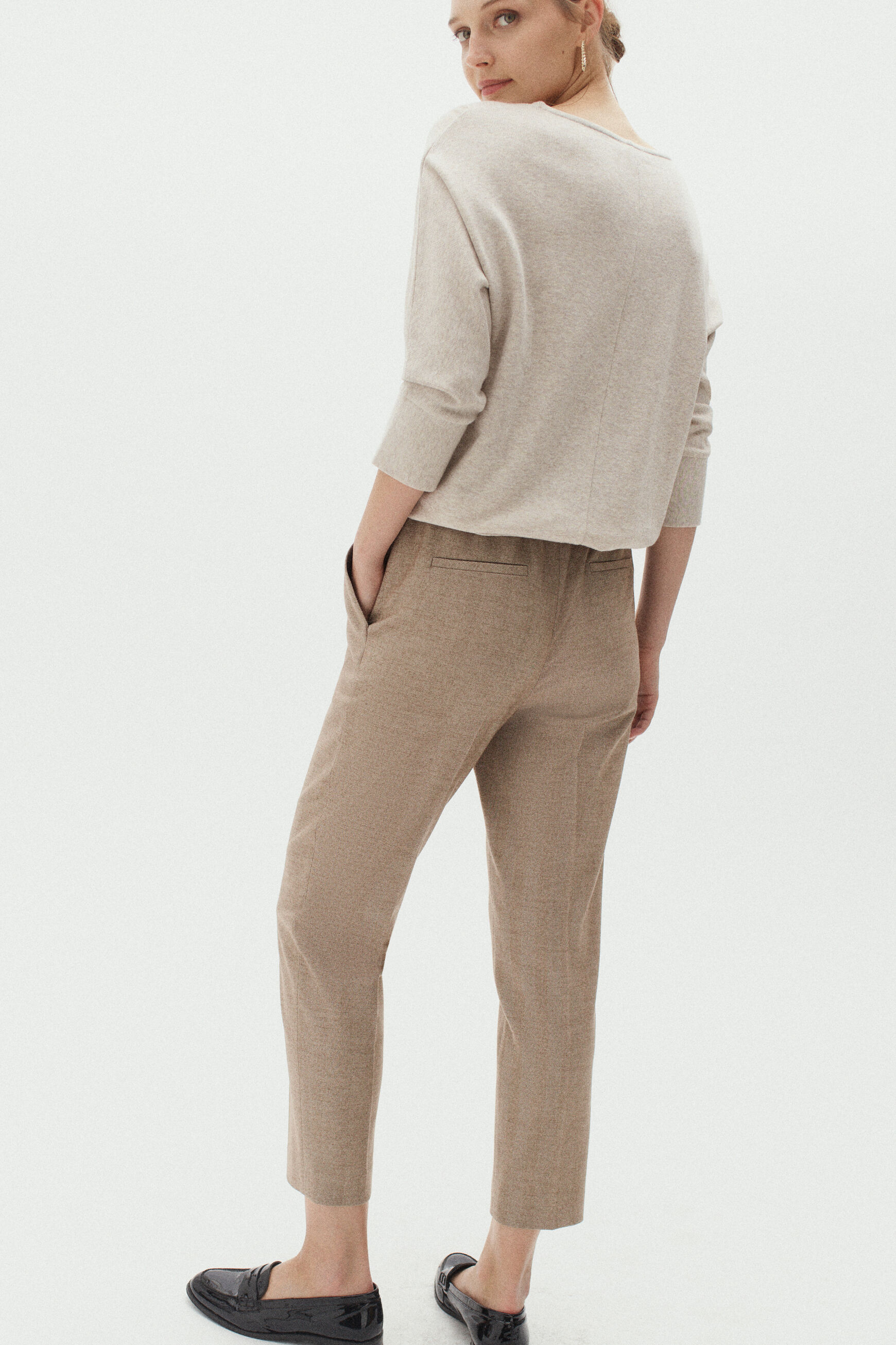 pantalon danny rayures beige femme
