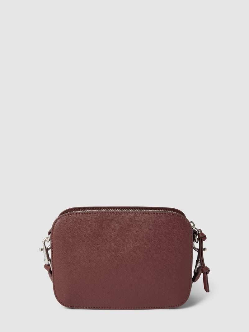 Handtasche aus Leder mit Label-Schriftzug in dunkelbraun