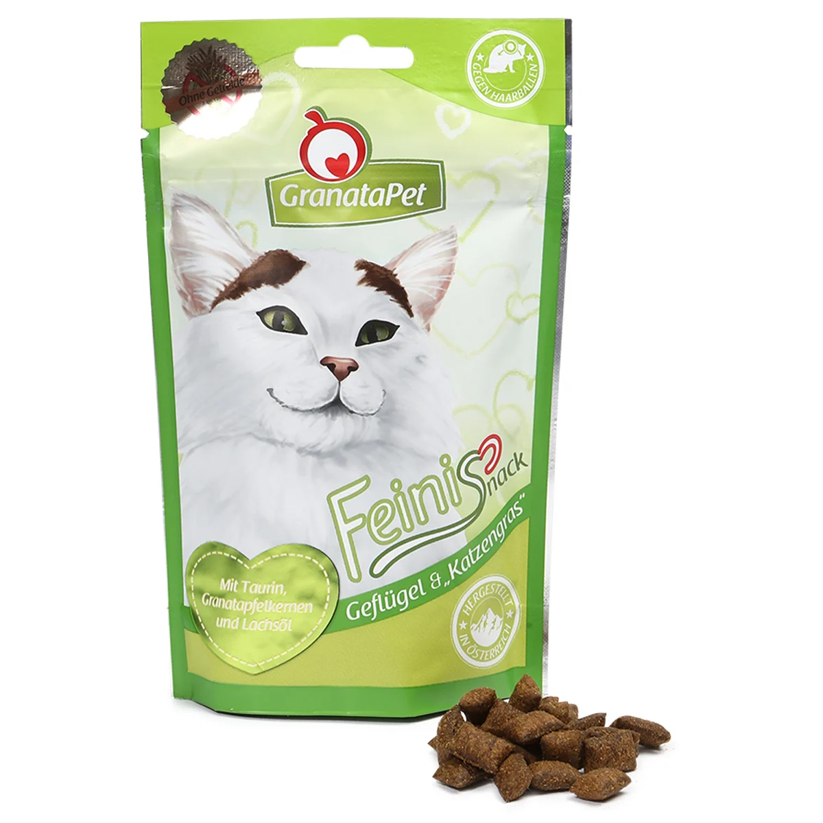 Katzensnacks mit Geflügel & Katzengras in einzigartiger Komposition