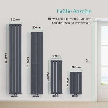 EMKE Heizkörper 900x 300 mm Badheizkörper Paneelheizkörper Kompaktheizkörper, Einlagig Heizkörper Bad Design Heizkörper Mittelanschluss 403W