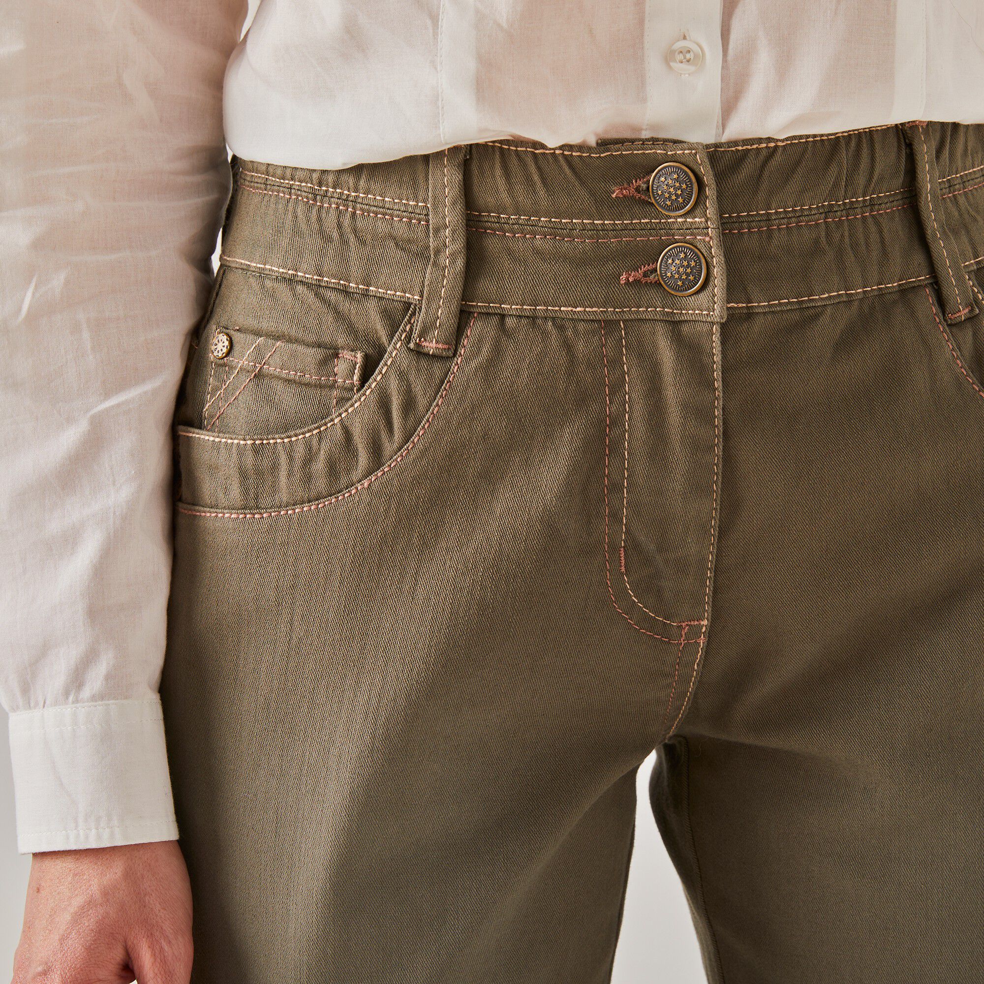 Jean mom couleur taille élastiquée