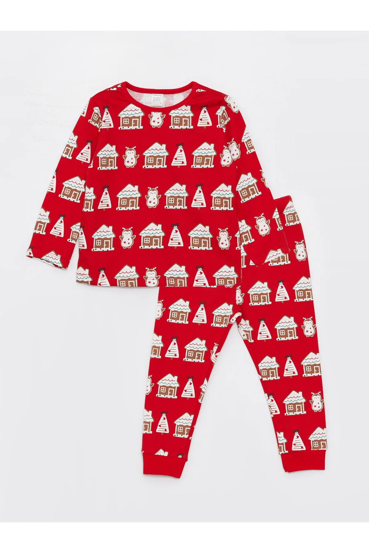 LC Waikiki  Langarm-Pyjama-Set für Babys mit Rundhalsausschnitt und Neujahrsmotiv