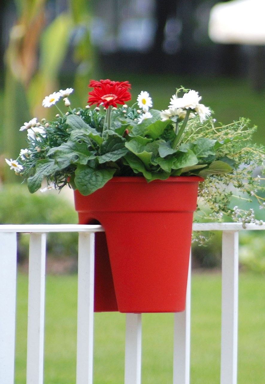 KHW Geländerblumentopf Flowerclip, 3er Set, rot