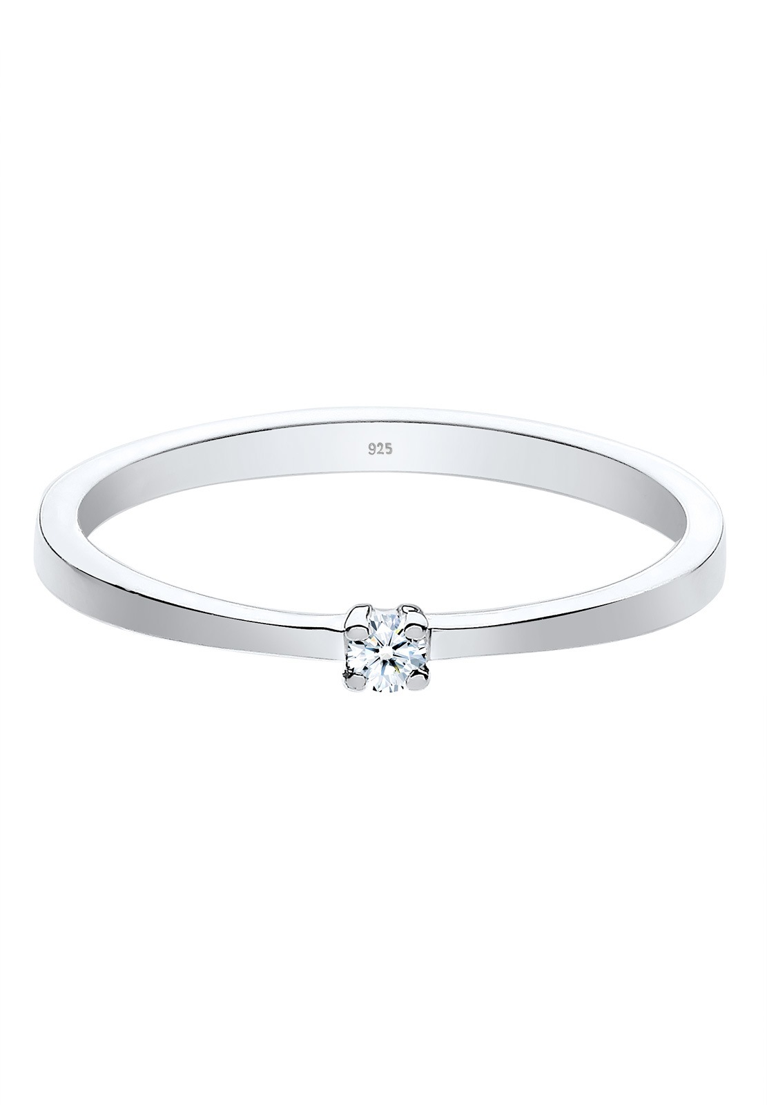 Klasyczny damski pierścionek Elli DIAMONDS z diamentem (0,03 ct) w srebrze próby 925