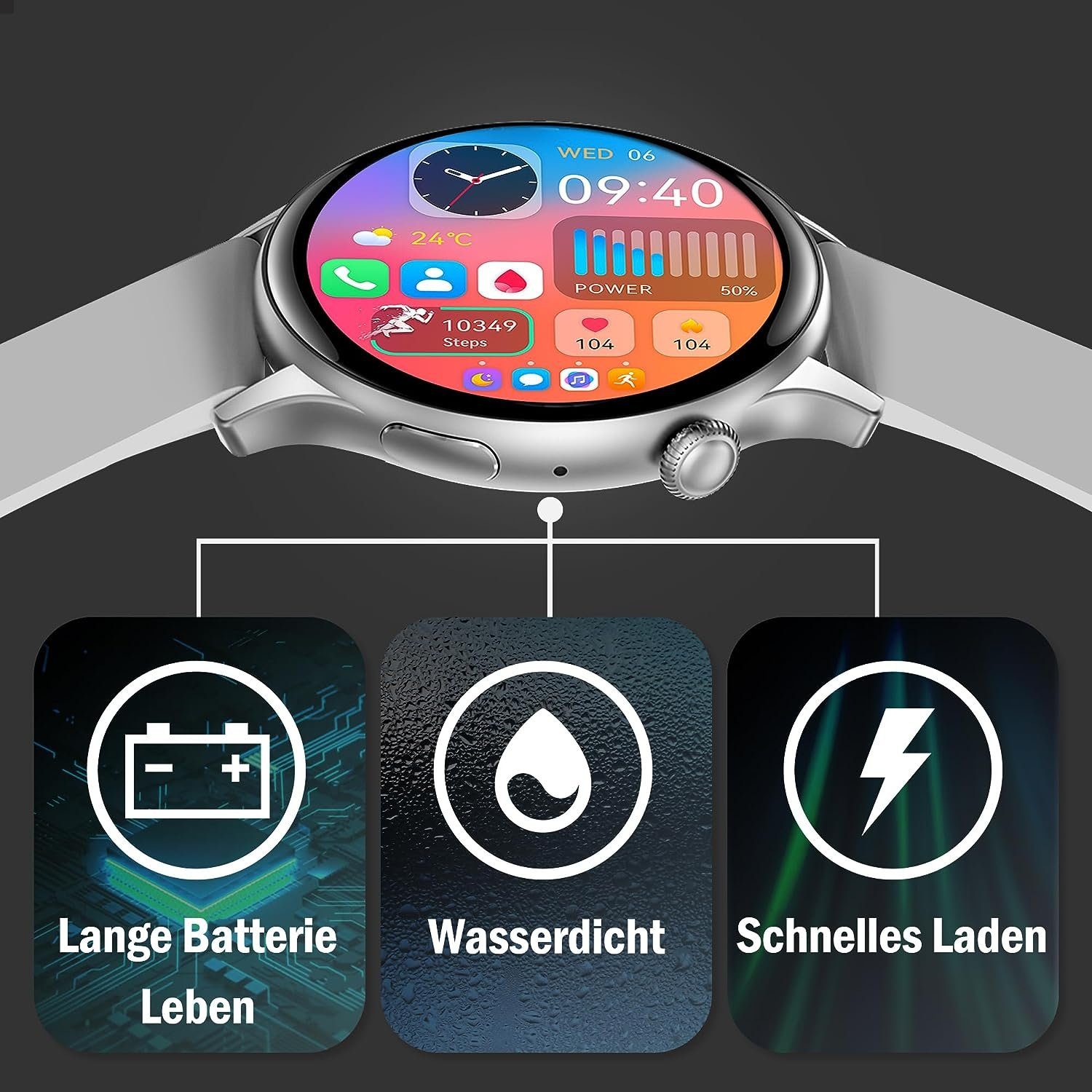 Tisoutec Smartwatch Damen Herren(1.43