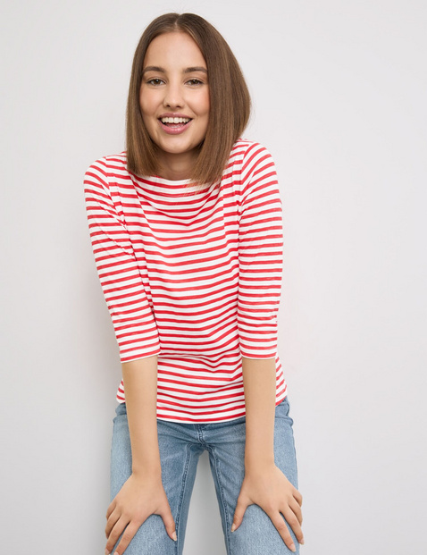 3/4 Arm Shirt mit Streifen-Print
