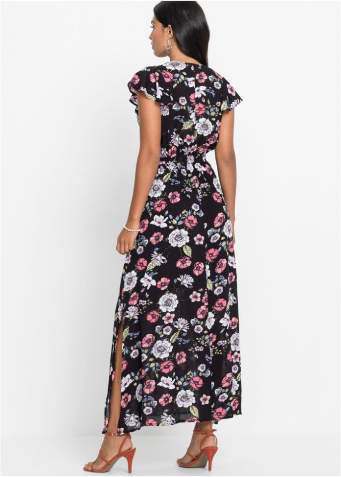 Bedrucktes Maxikleid mit Volants
