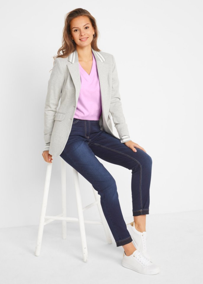 Weites Long-Shirt mit V-Ausschnitt, Kurzarm (5er Pack)