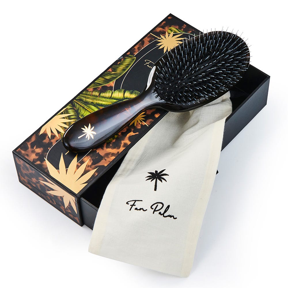 Fan Palm Boar- & Nylon Brush Tortoise Shell - Medium