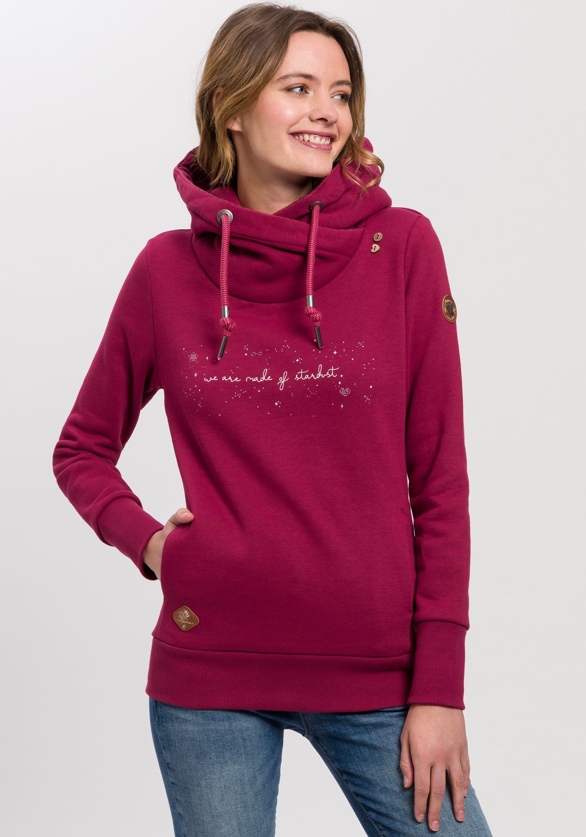 Ragwear Sweater GRIPY BUTTON O STARDUST mit Statement-Front-Print 