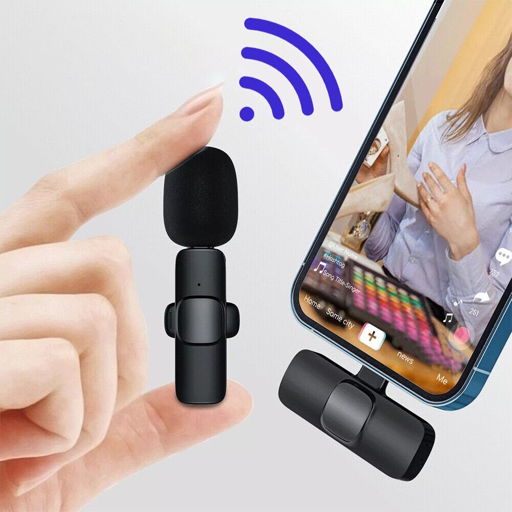 Bedee Mikrofon Mikrofon, Lavalier für Smartphone, Mini Microphone Plug & Play (Lavalier Mikrofon, Wireless Mini Mikrofon, 1-tlg), für Aufnahme,Live Streaming,YouTube