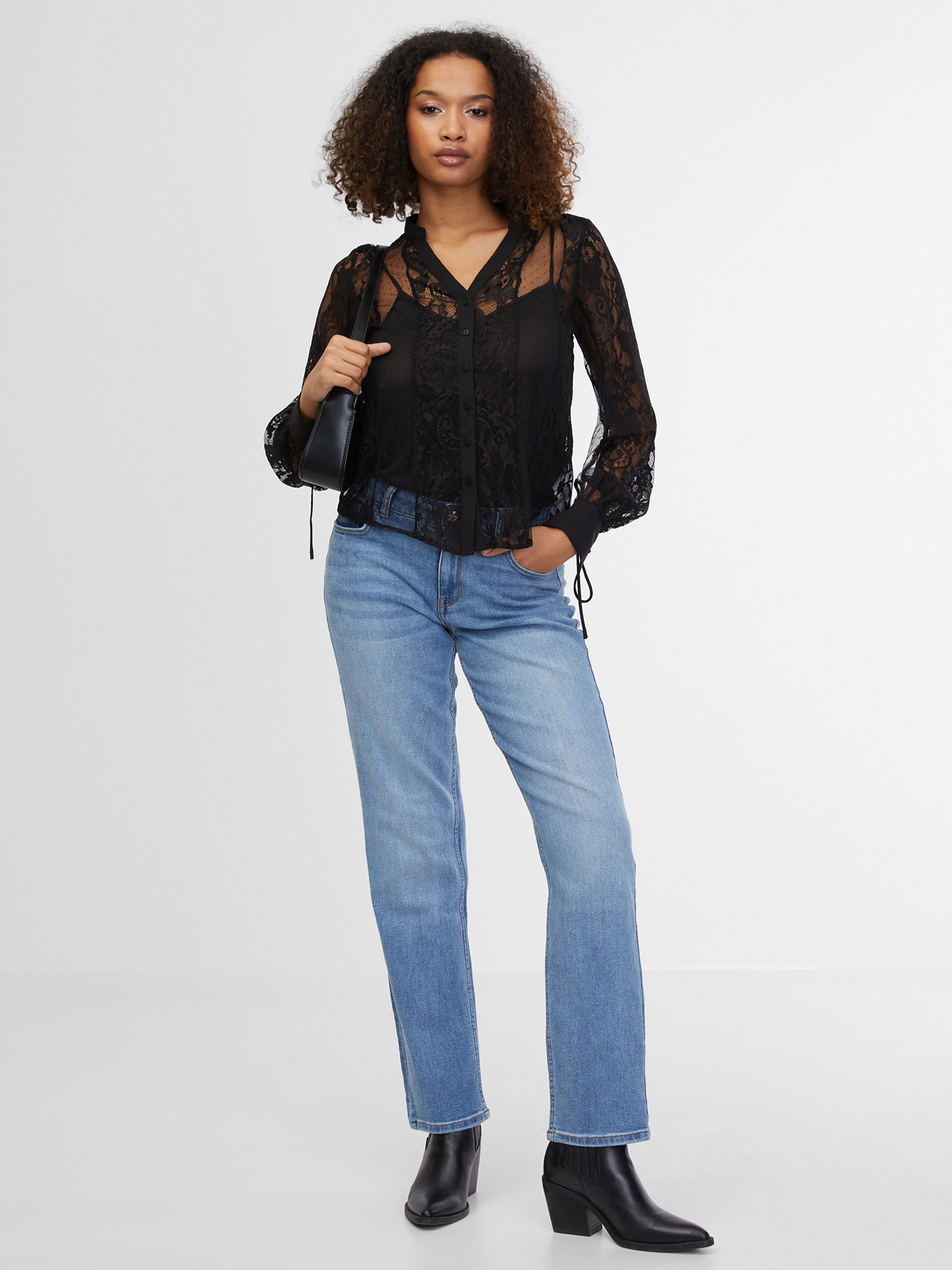 Schwarze Damen-Spitzenbluse ORSAY