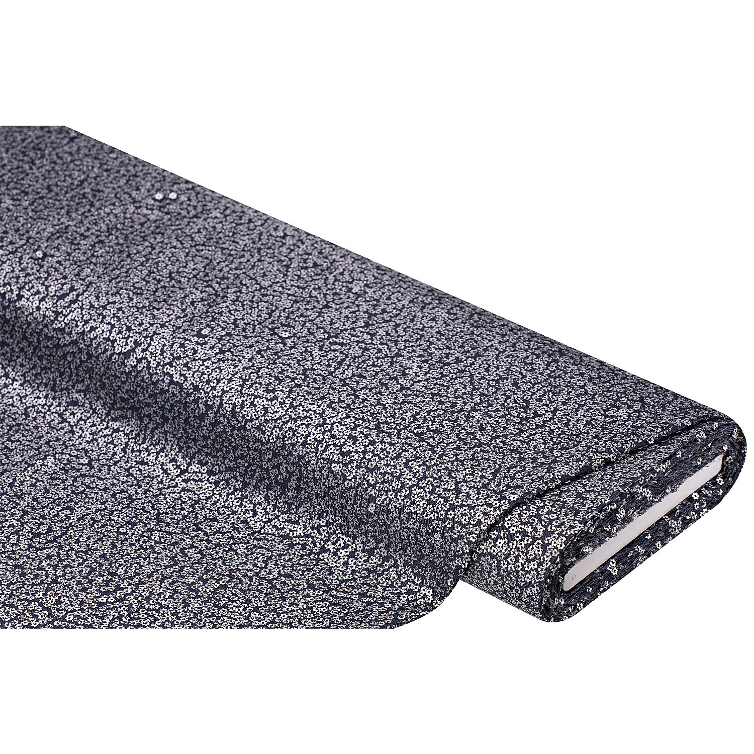 Blusenstoff mit Pailletten, blau-silber