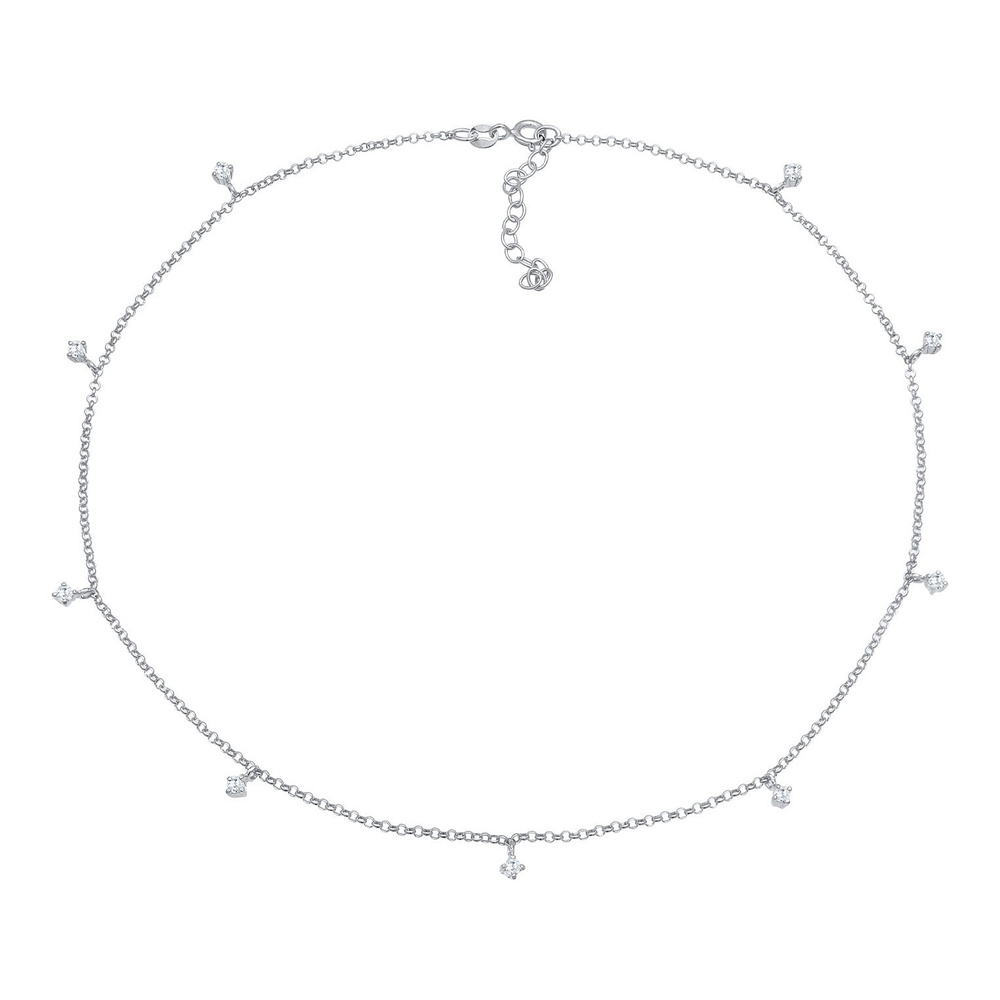 Elli Elli Collier Femmes Choker Solitaire Etincelant avec Cristaux de Zirconium en Arg collier