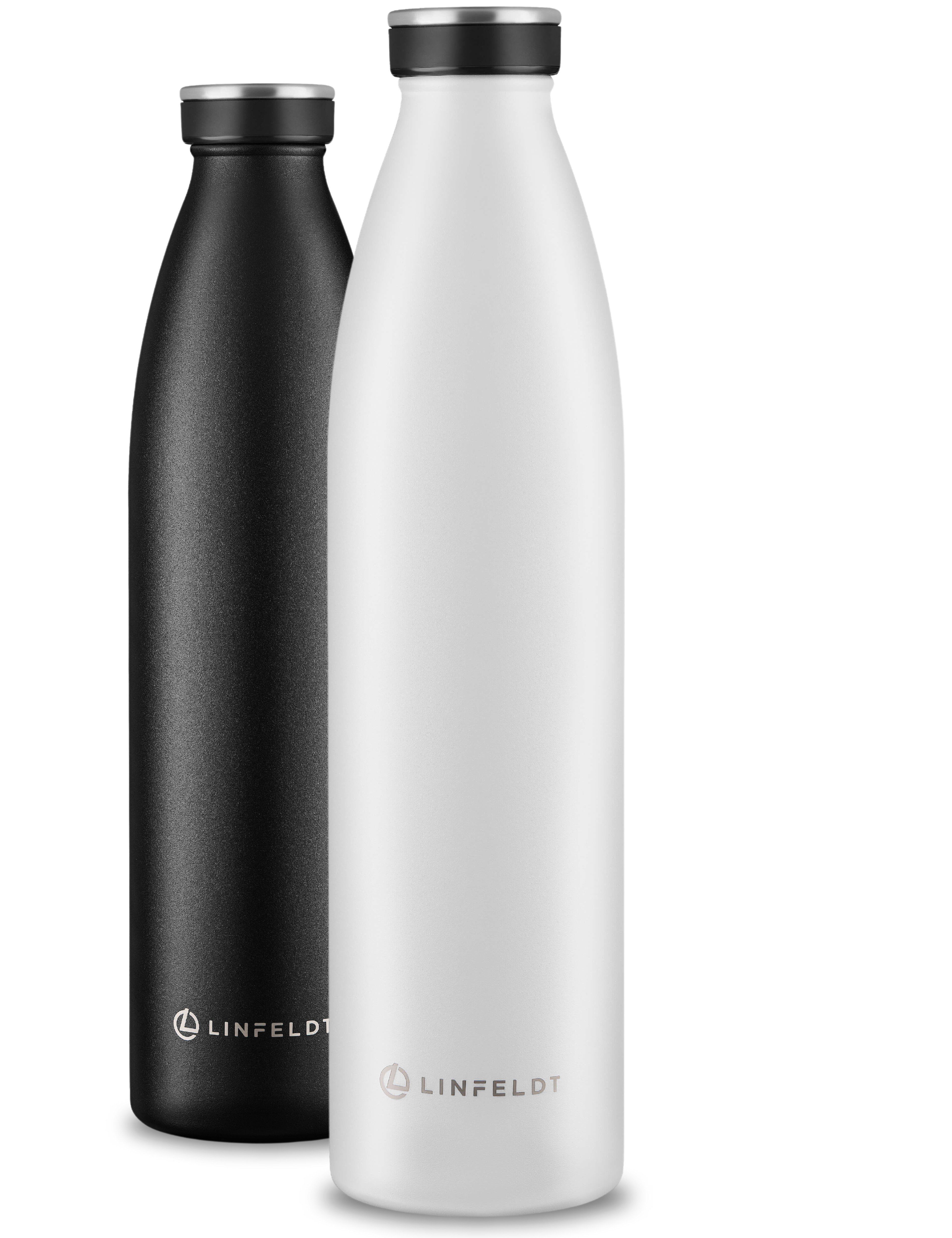 LINFELDT Trinkflasche 1L Trinkflasche Edelstahl Isoliert 24H Auslaufsicher + Sprudel, Edelstahl (Kohlensäure geeignet)
