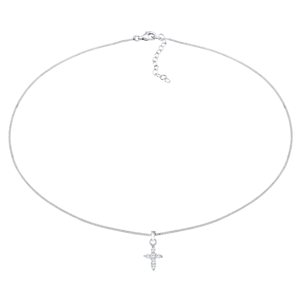 Elli Elli by Julie & Grace Collier Femme Croix Religion avec Cristaux de Zircone en Ar collier