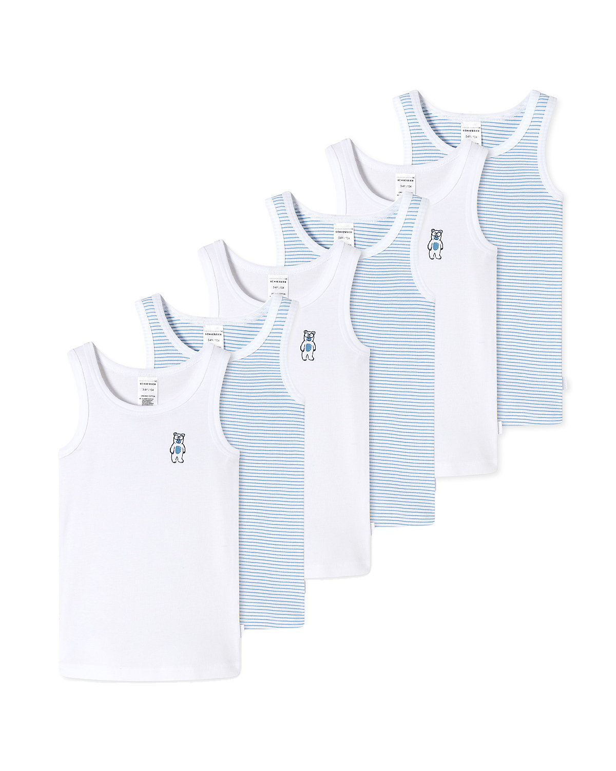 Unterhemd / Tanktop 6er Pack Feinripp Organic Cotton Unterhemden für Jungen