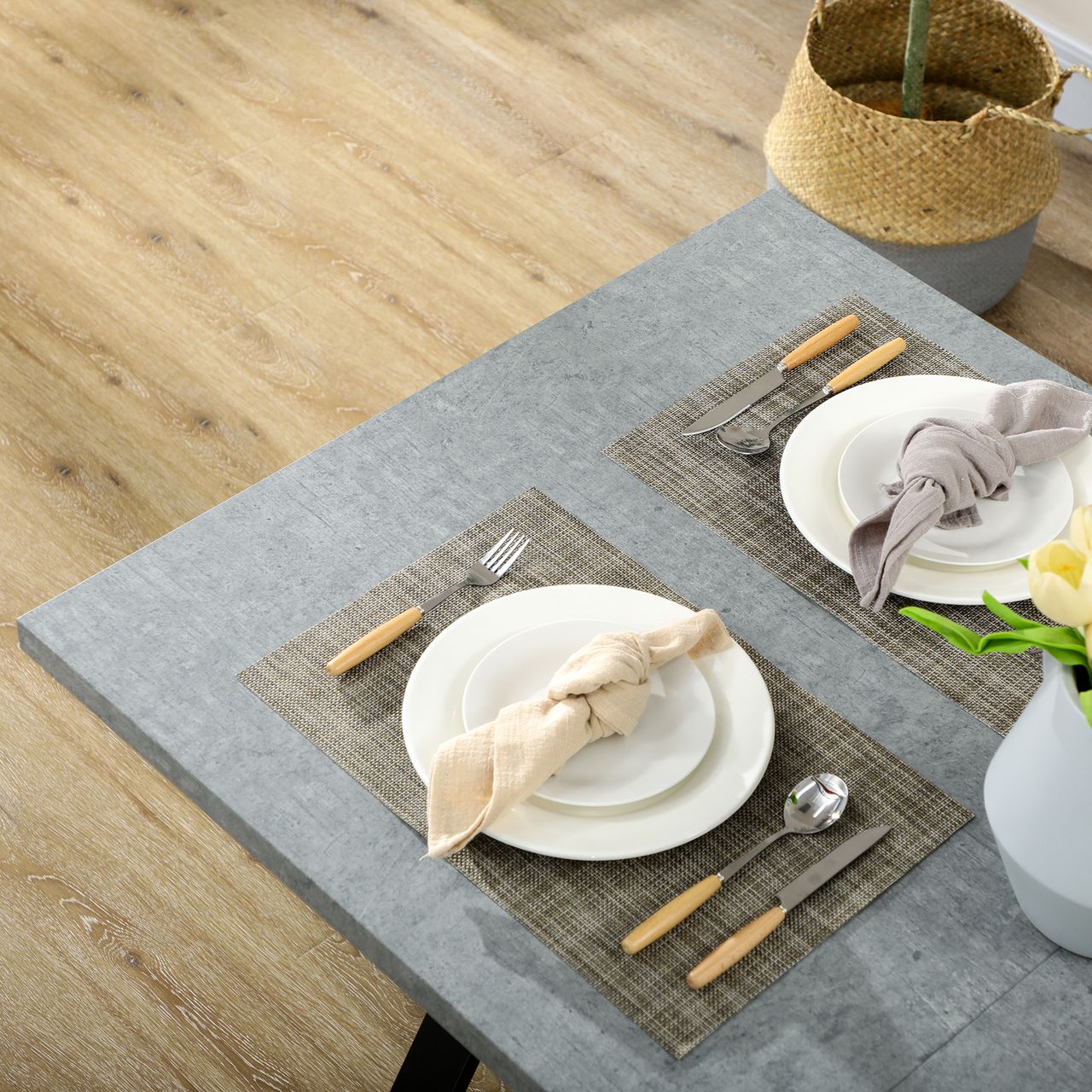 HOMCOM Esstisch Esszimmertisch Küchentisch, Speisetisch mit Steinoptik, Grau