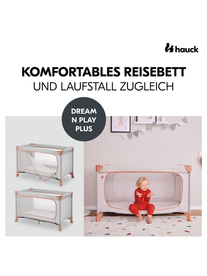 Hauck Reisebett Dream N Play Plus (mit seitlichem Einstieg) in grau,orange günstig kaufen onesize