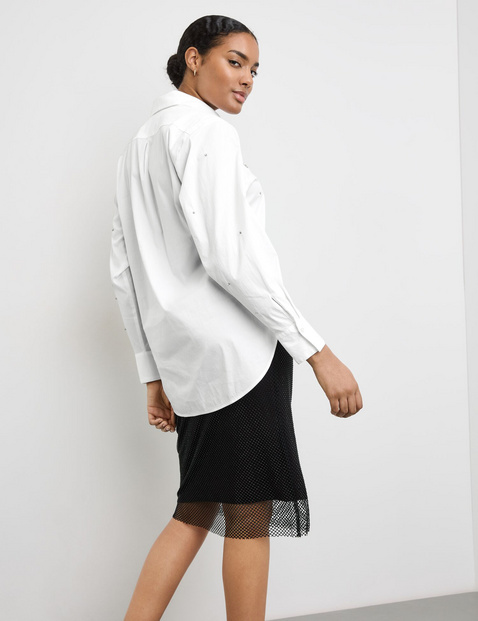 Baumwollbluse mit Strassstein-Dekor