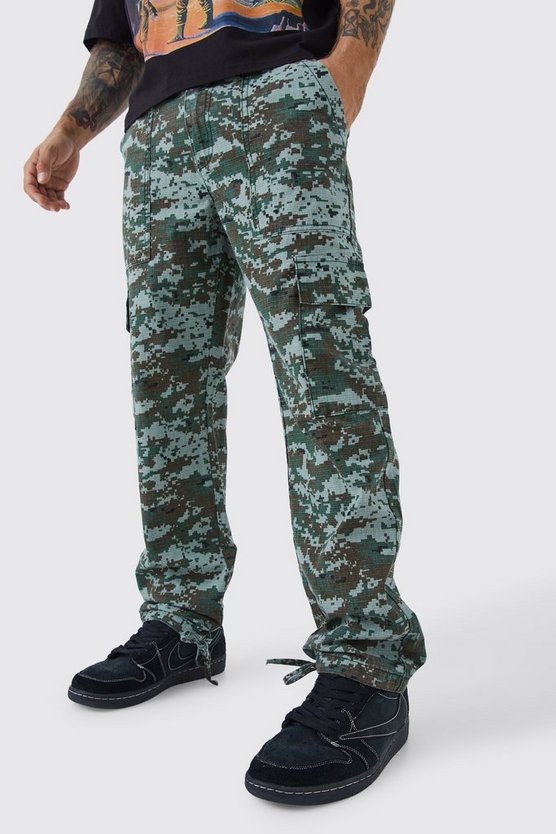 Camouflage Hose mit geradem Bein