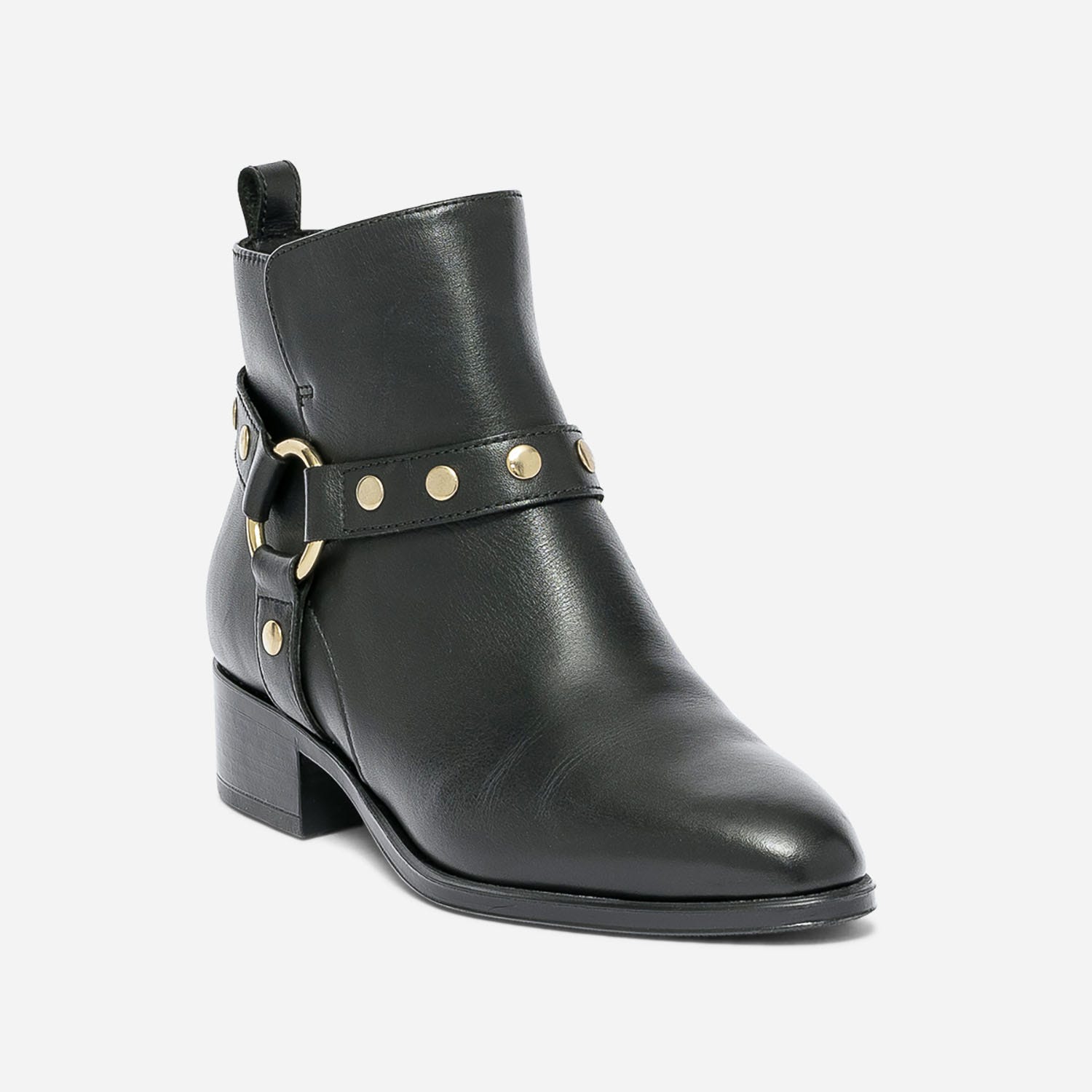 Boots noir en cuir éco-conçu clouté