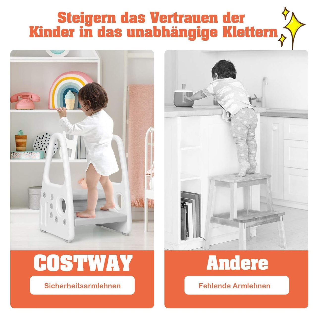 Costway Kinder Tritthocker, 2 stufiger Trittschemel