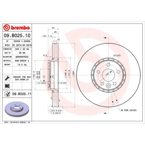 09.B025.11 BREMSSCHEIBE BREMBO VA  VP1 - ATU