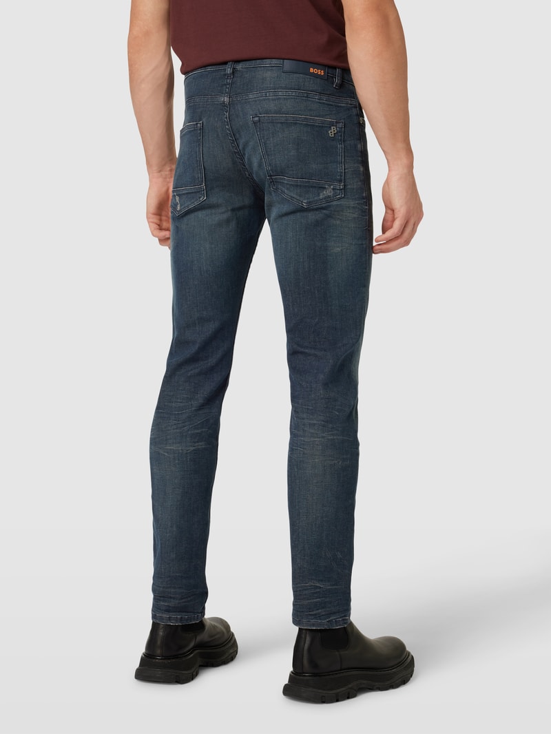 Slim Fit Jeans mit Label-Patch Modell 'Delaware' in dunkelblau