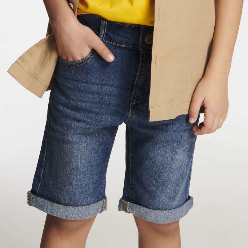 Bermuda slim en jean hyper-stretch bleu garçon