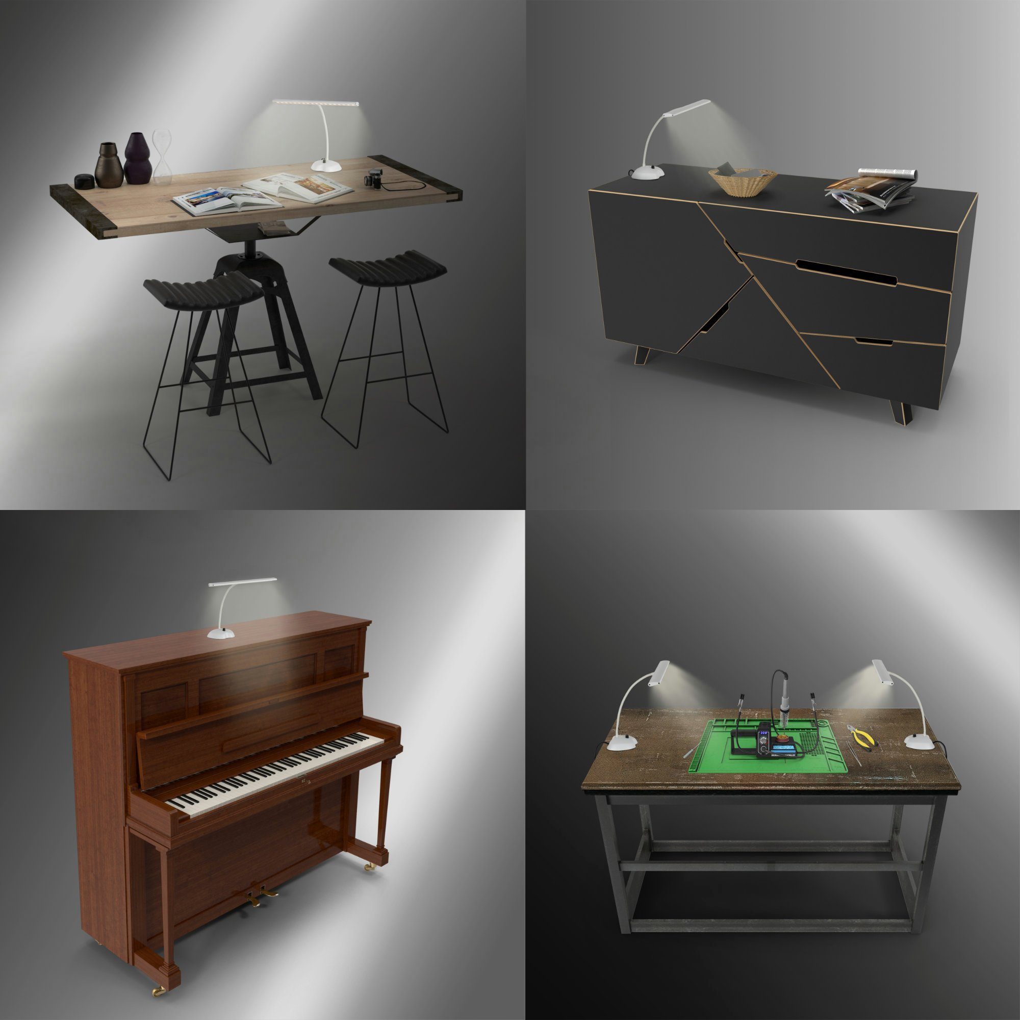 Classic Cantabile Digitalpiano 12220 Dimmbare Pianoleuchte, Pianolampe mit 36 helle LEDs, stufenlos dimmbar