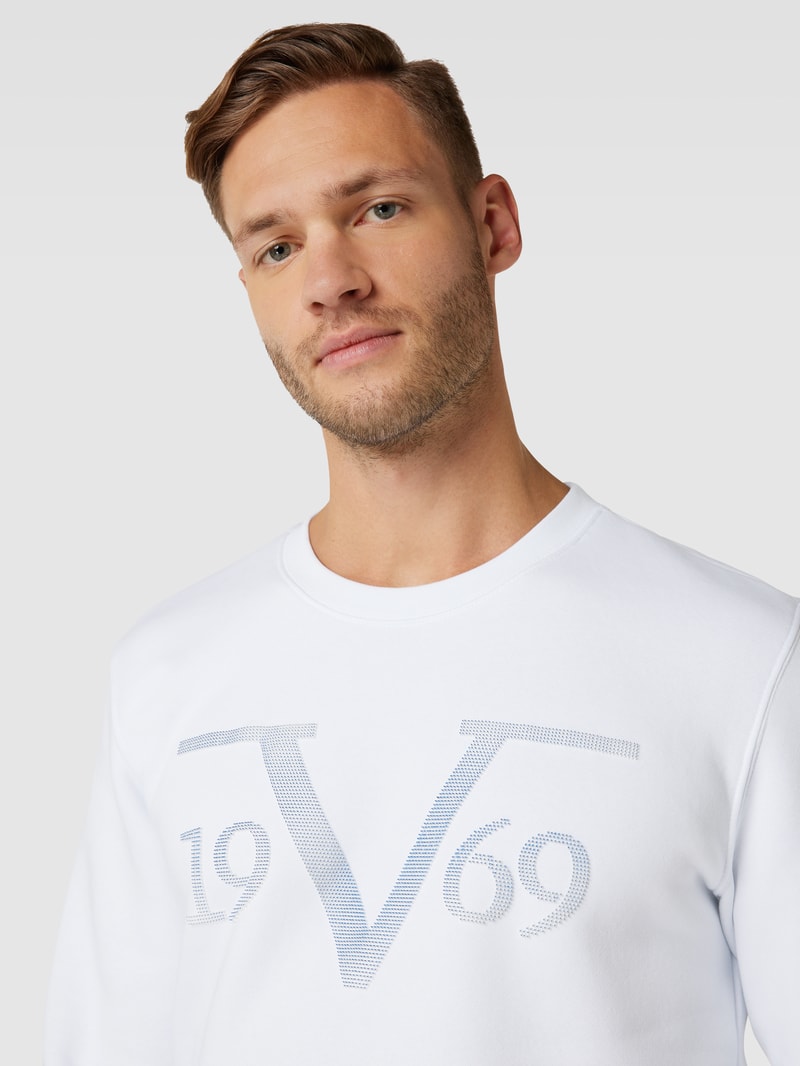 Sweatshirt mit Label-Applikation in weiß