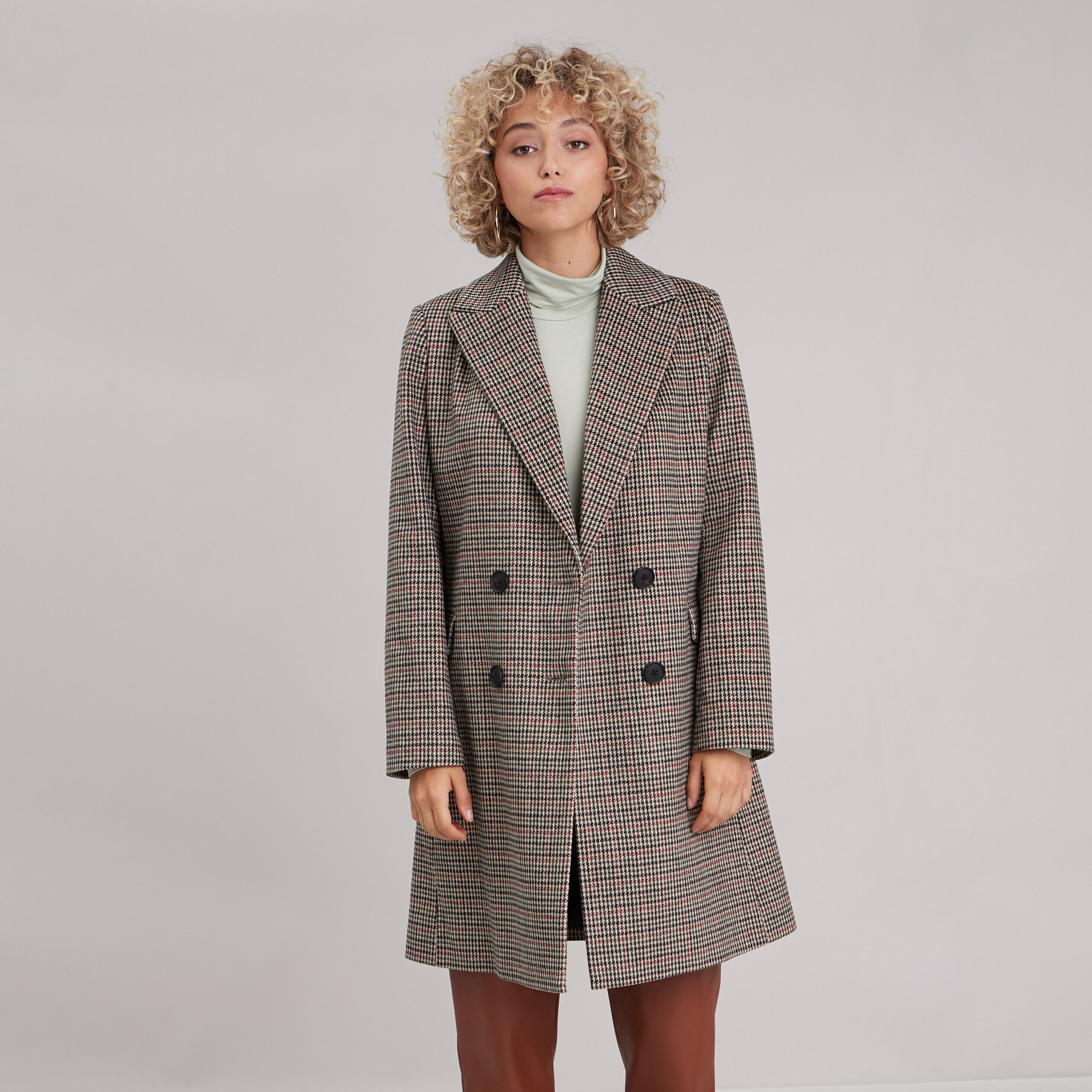 Manteau droit boutonné beige femme | Cache Cache