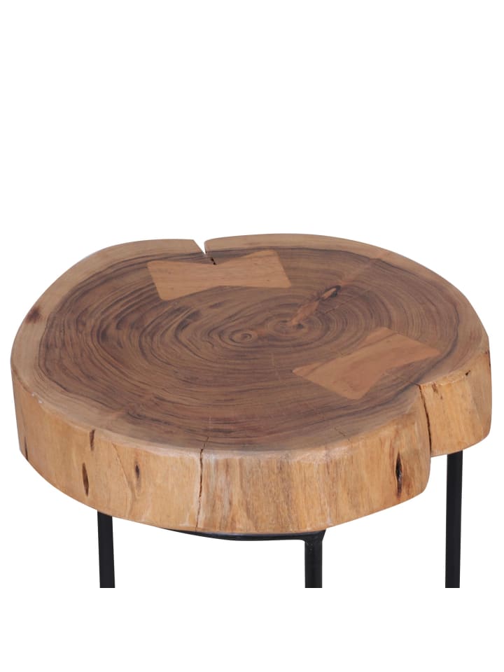 KADIMA DESIGN Beistelltisch AKOLA Massiv-Holz Wohnzimmer-Tisch Metallbeine in Akazie günstig kaufen