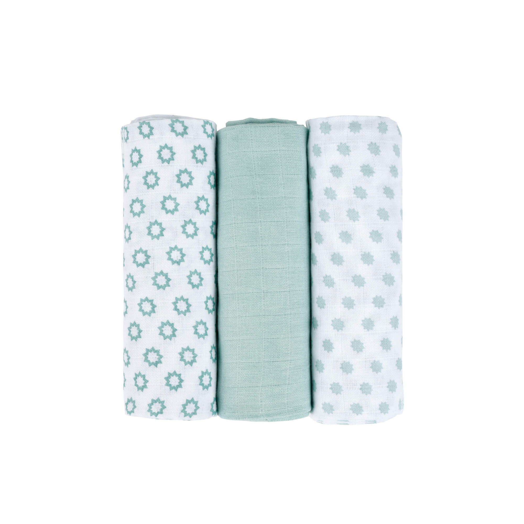 Mulltücher (3 Stk) - Swaddle & Burp Blanket L, Little Chums Stars Light Mint