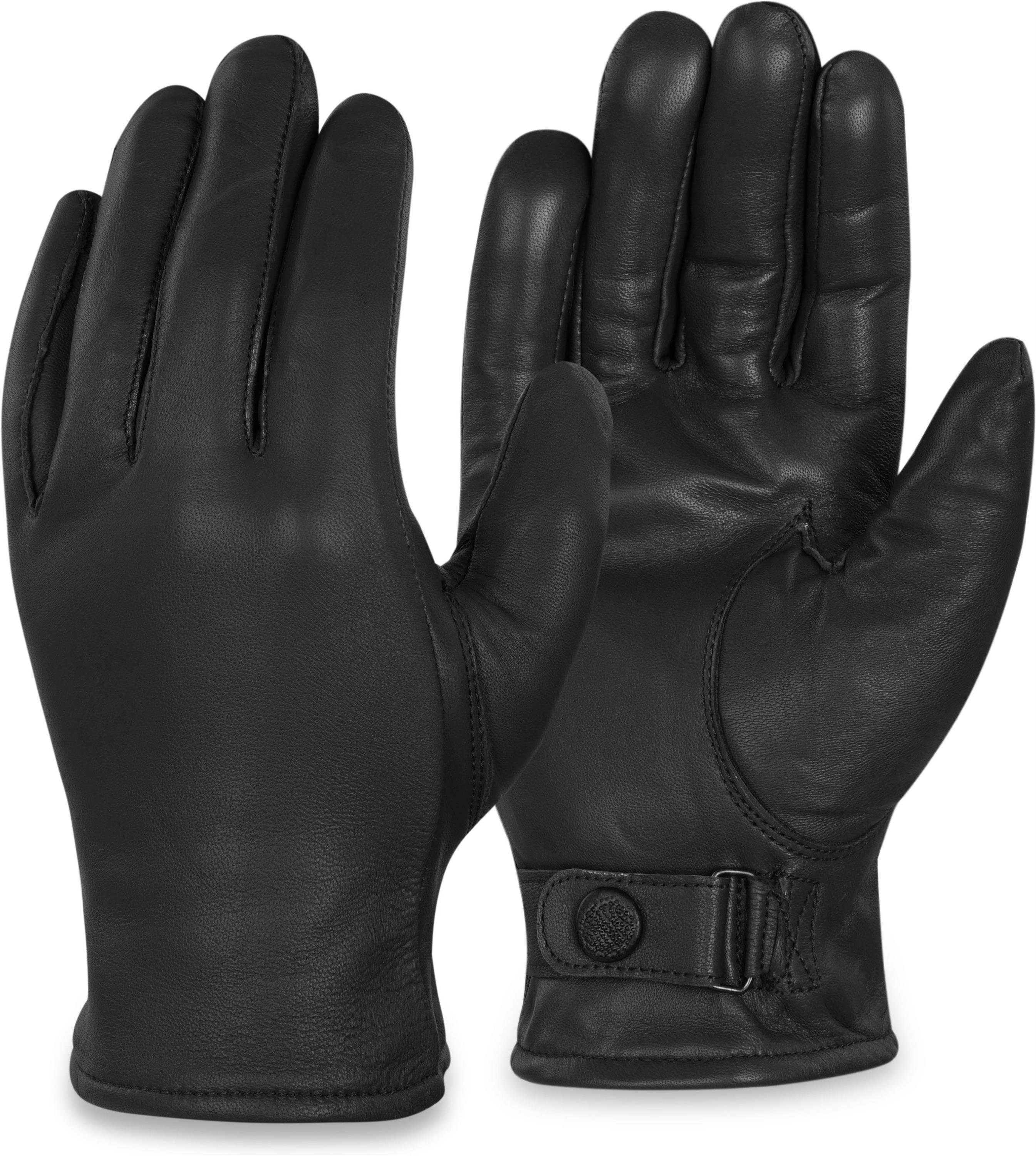 normani Multisporthandschuhe Bundeswehr Lederhandschuhe BW gefütterte Echtlederhandschuhe für Damen und Herren mit Fleecefutter und Lederriemen am Handgelenk