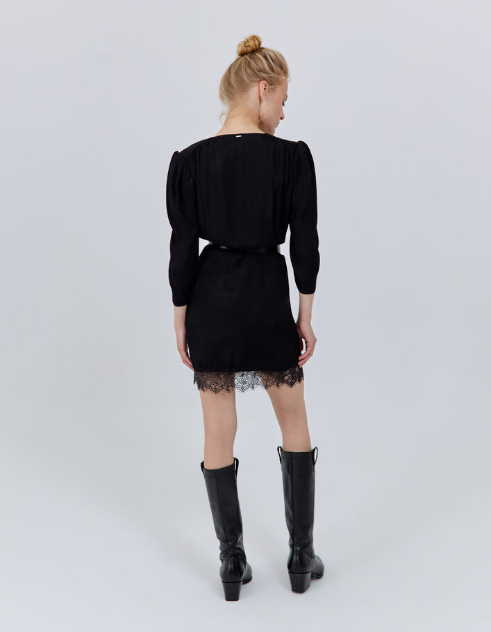 Robe noire jacquard motif pois optiques Femme
