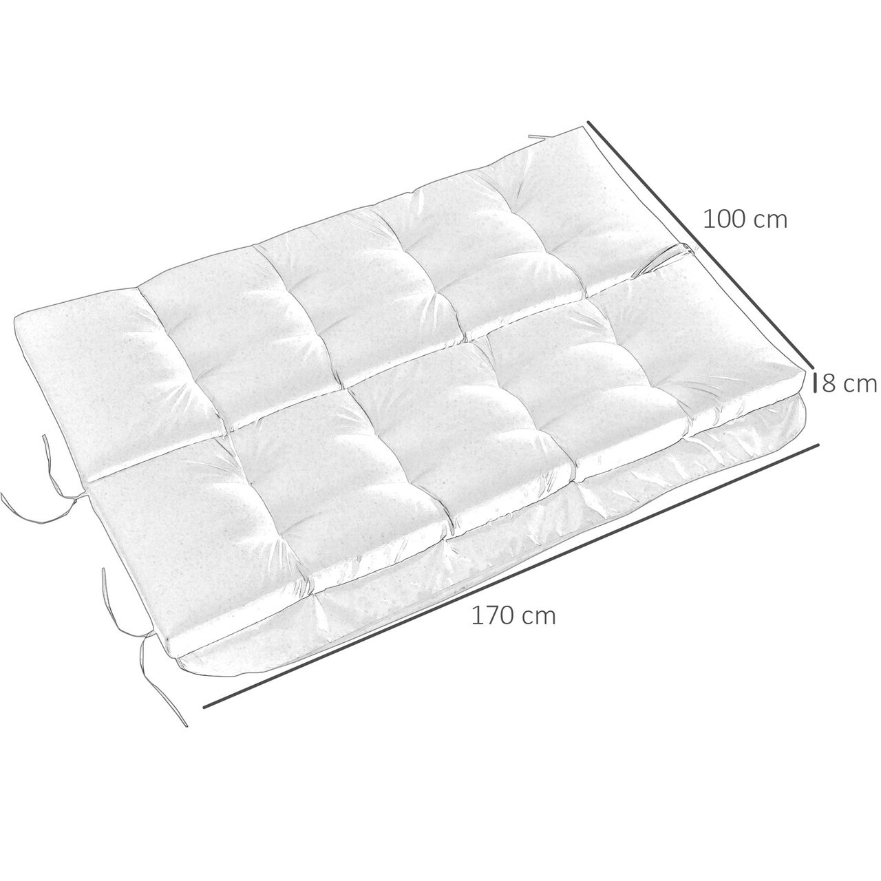 Outsunny Auflagen-Set für Hollywoodschaukel 170 cm Stuhlkissen Schaukelauflage Sitzkissen Gartenschaukel Gartenpolster Rückenkissen Seitenkissen Dunkelgrau