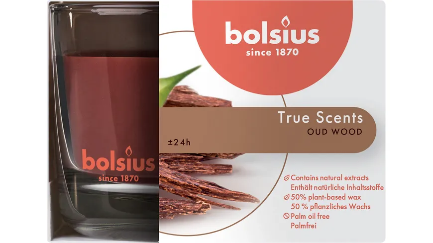 bolsius Duftglas medium True Scents Oud Wood Oud Wood