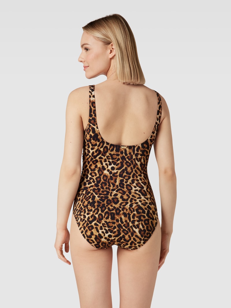 Badeanzug mit Allover-Animal-Print Modell 'LEOPARD' in mittelbraun